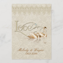 Damask Swan Elegance Ivory - Faire-part de mariage