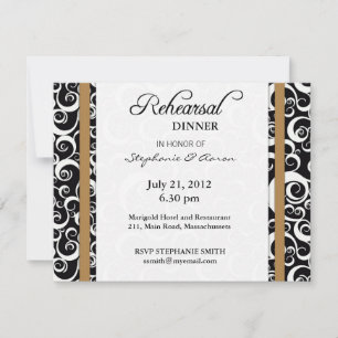 Damask Swirl Probe Dinner Card in Hazelnut Einladung