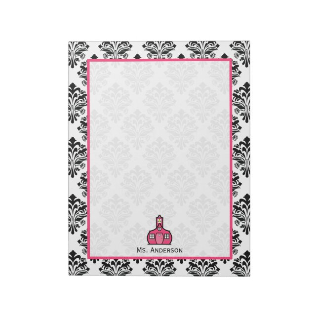 Damask Teacher Notepad Notizblock (Rotiert)