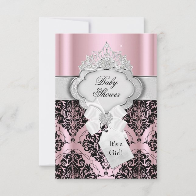 Damask & Tiara Princess Baby shower Invitation (Devant)