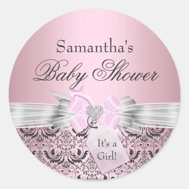 Damask & Tiara Princess Babyaufkleber Runder Aufkleber (Vorderseite)