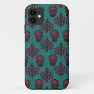 DAMASK TOTENKOPF HEISS PINK AUF BLAUGRÜN Case-Mate iPhone HÜLLE