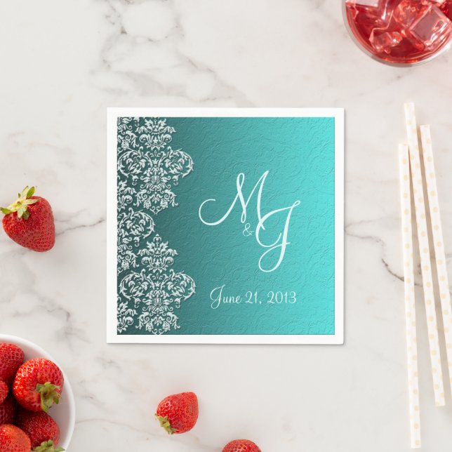 Damask Türkis Wedgepaper Napkins Serviette (Beispiel)