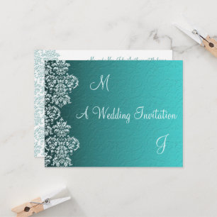 Damask Turquoise Faire-part de mariage