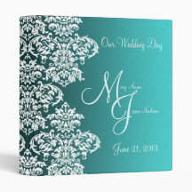 Damask Turquoise Wedding Binder