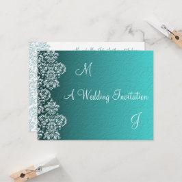 Damask Turquoise Wedding Einladung