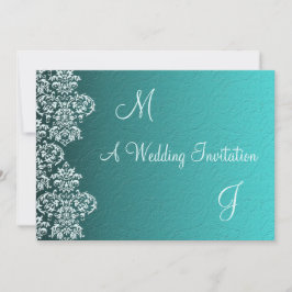 Damask Turquoise Wedding Einladung