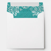 Damask Turquoise Wedding Square Umschlag