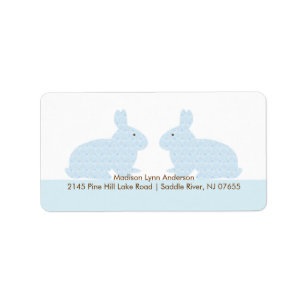 Damask Twin Bunny Rabbits Rücksendeadresse Adressaufkleber