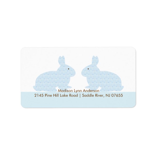Damask Twin Bunny Rabbits Rücksendeadresse Adressaufkleber (Vorne)