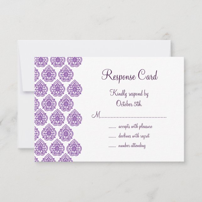 Damask-UAWG (lila) RSVP Karte (Vorderseite)