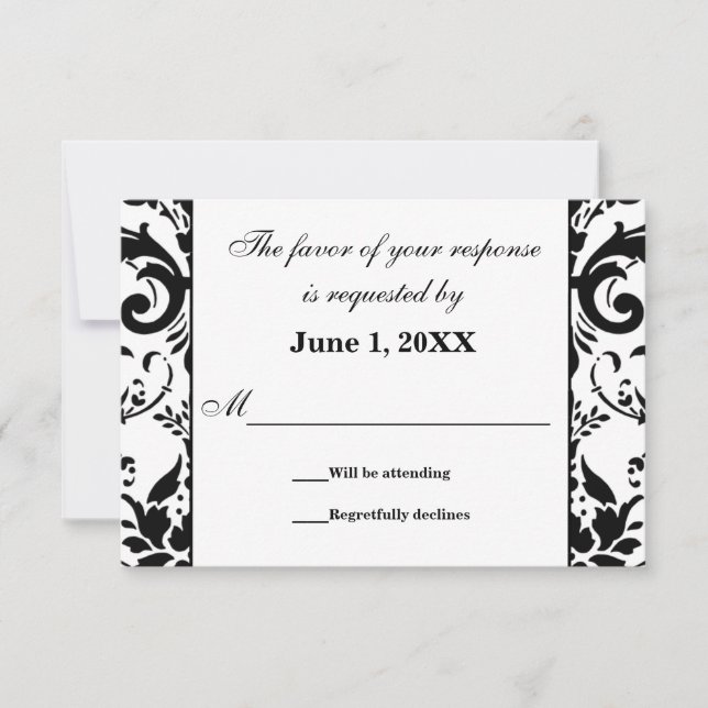 Damask UAWG Wedding Response Cards RSVP Karte (Vorderseite)