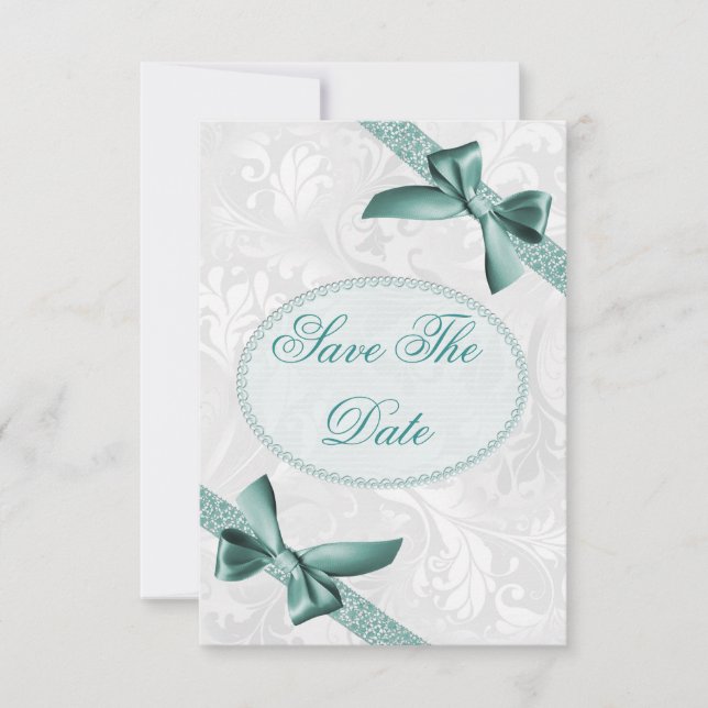 Damask und Bows 70. Geburtstag Save the Date (Vorderseite)