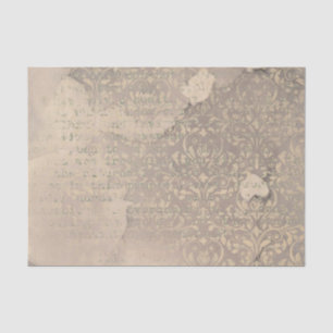 Damask und Text der Schreibmaschine Seidenpapier