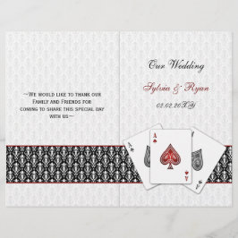 Damask Vegas rotes Hochzeitsprogramm