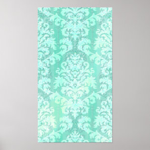 Damask Velvet schneiden, ANTIQUE LACE in MINT GRÜN Poster