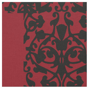 Damask Verziert Schwarz/Rot-Design Stoff
