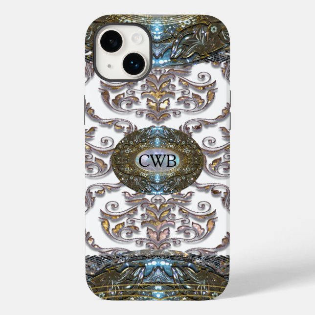 Damask Veyla Baroque Monogram Case-Mate iPhone 14 Plus Hülle (Rückseite)