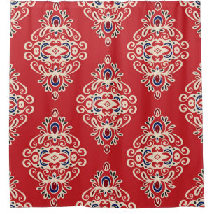 Damask Vintag: Nahtloses Muster Geblüht. Duschvorhang