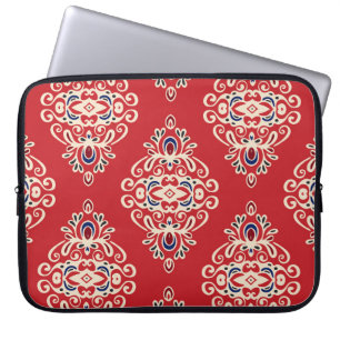 Damask Vintag: Nahtloses Muster Geblüht. Laptopschutzhülle