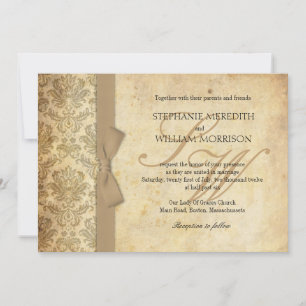 Damask Vintage Elfenbeinbrühe Einladung zur Hochze