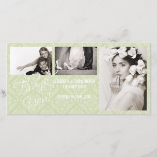 Damask Vintage Merci Mariage Carte photo - sage