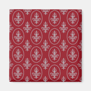 Damask Vintages rotes Hintergrundbild Lilie Muster Magnet