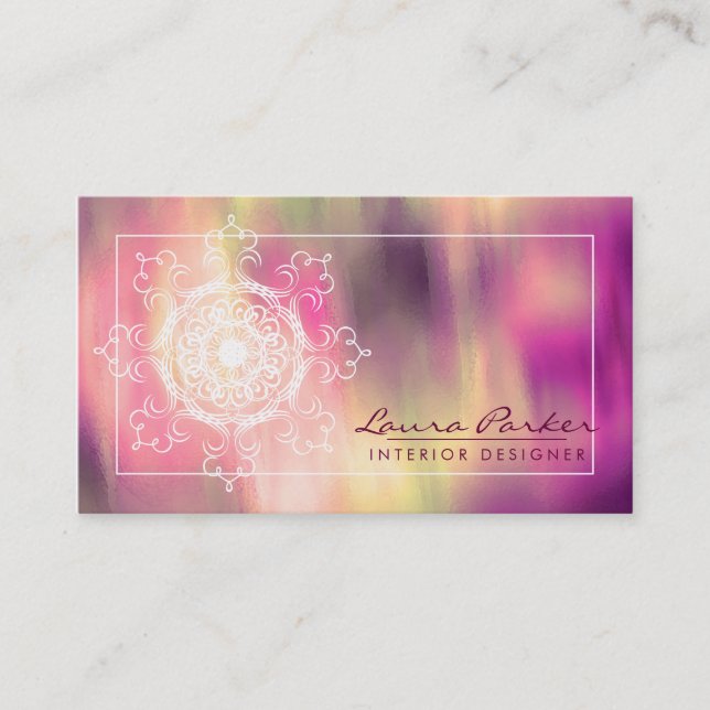 Damask Watercolor Mandala Elegante Kunst, Dichtung Visitenkarte (Vorderseite)
