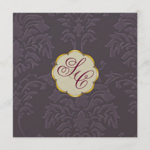 Damask Wedding Einladungen, Auberginen Einladung