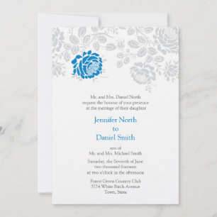 Damask Wedding Einladungen blau und grau