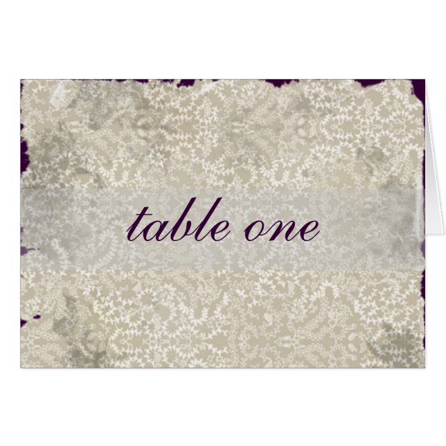 Damask Wedding Empfang Table Cards, Lila (Vorderseite (Horizontal))