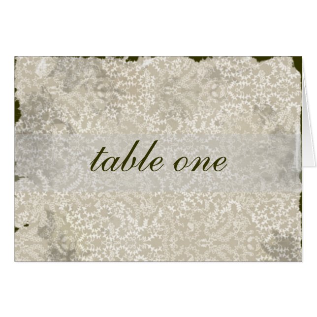 Damask Wedding Empfang Tischkarten, Olivenöl (Vorderseite (Horizontal))