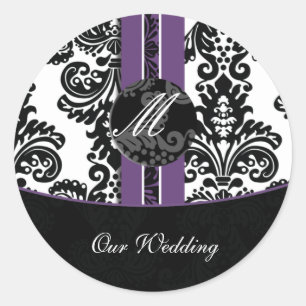 Damask Wedding Monogram Aufkleber