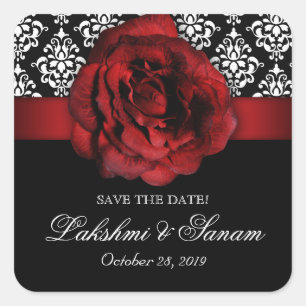 Damask Wedding Stickers Rote Rose Weihnachten