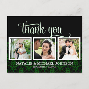 Damask Wedding Vielen Dank Foto Postkarte