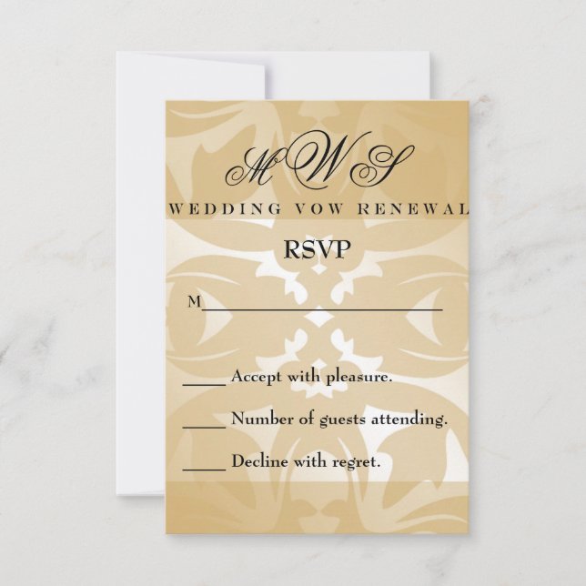 Damask Wedding Vow RSVP Card Karte (Vorderseite)