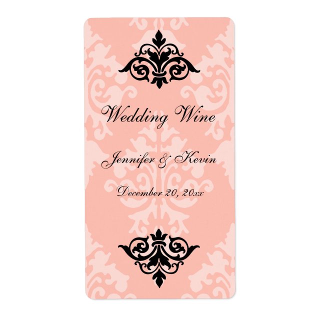 Damask Wedding Wine Label (Vorne)