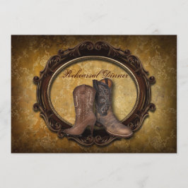 Damask Western Cowboy Hochzeit Probe Abendessen Einladung