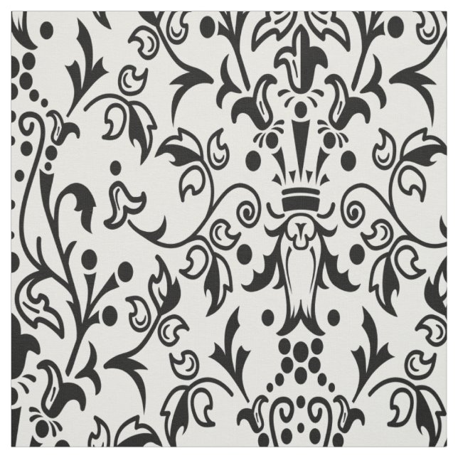 Damask White & Black Stoff (Muster)