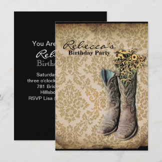Damask Wildblume Western Country Cowboy Party Einladung