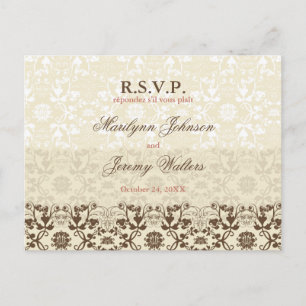 Damask Wirbel Lace Coffee UAWG Wedding Postcard Einladungspostkarte