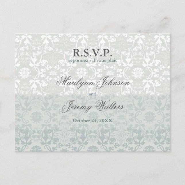 Damask Wirbel Lace Dream UAWG Wedding Postcard Einladungspostkarte (Vorderseite)