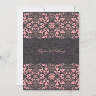 Damask Wirbel Lace Licorice Wedding Einladung 2