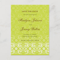 Damask Wirbel Lace Limon Save the Date Postkarte