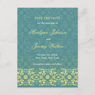 Damask Wirbel Lace Peacock Save the Date Postkarte