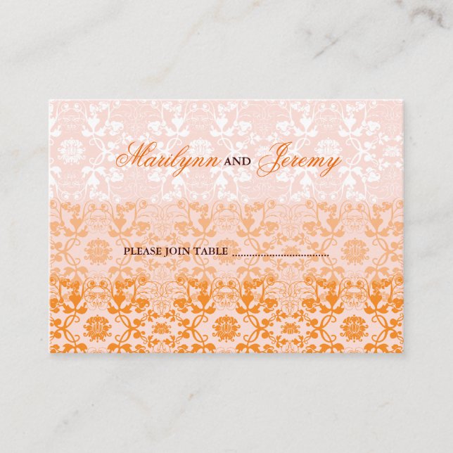 Damask Wirbel Lace Sorbet Custom Escort Platzkarte (Vorderseite)