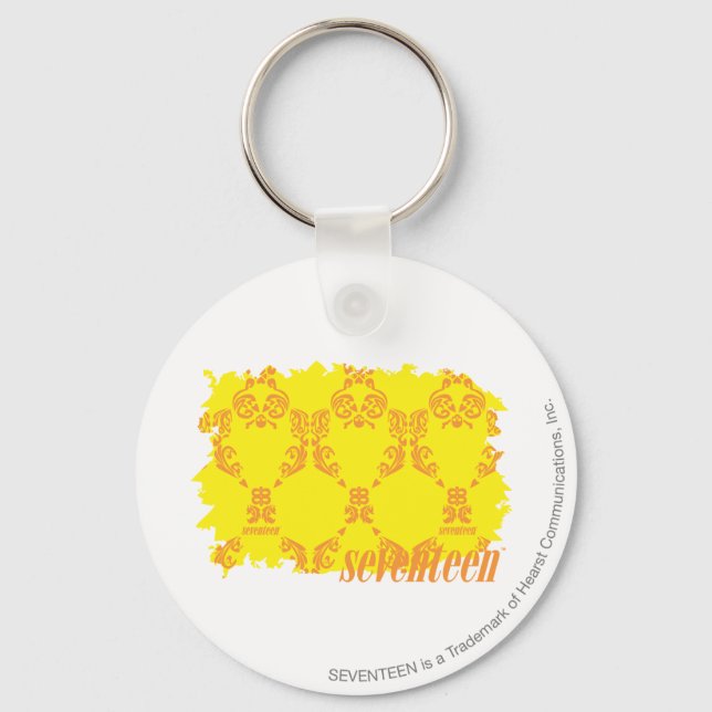 Damask Yellow Orange 2 Schlüsselanhänger (Vorderseite)