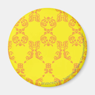 Damask Yellow-Orange Magnet