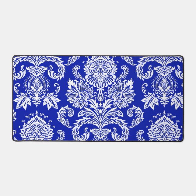 Damask Zaffre bleu contemporain monochromatique (Recto)