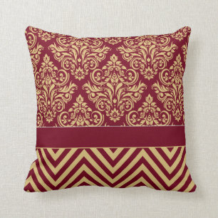 Damask Zickzack - Bordeaux Kissen